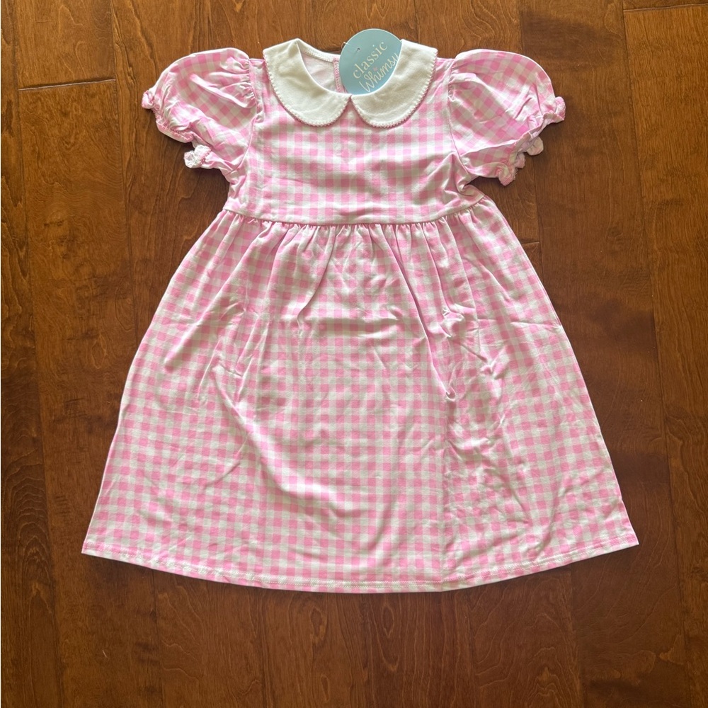 NWT Size 7 Classic Whimsy Riley Gingham Knit Dress Pink